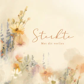 Condoleancekaart met aquarel bloemen en zachte uitstraling