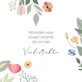 Condoleancekaart met getekende bloemen