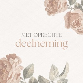 Condoleancekaart met getekende vintage bloemen