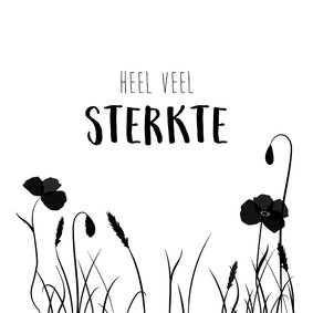 Condoleancekaart met silhouette van bloemen en siergras 