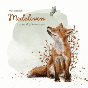 Condoleancekaart met vos en vlinder