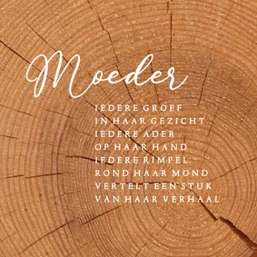 Condoleancekaart moeder met hout