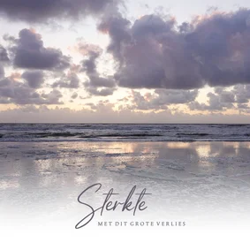 Condoleancekaart Noordzee strand zonsondergang sterkte