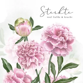 Condoleancekaart roze pioenrozen
