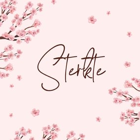 Condoleancekaart sterkte bloemen bloesem roze