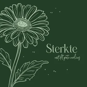 Condoleancekaart sterkte gerbera bloem stijlvol groen