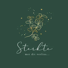 Condoleancekaart sterkte minimalistisch goud takje hartjes