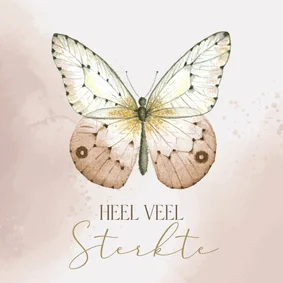 Condoleancekaart vlinder watercolor oudroze