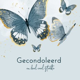 Condoleancekaart vlinders waterverf blauw sterkte