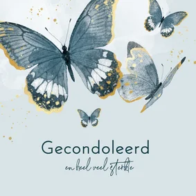 Condoleancekaart vlinders waterverf blauw sterkte