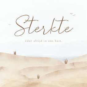 Condoleancekaart waterverf met strand, duinen en vogeltjes