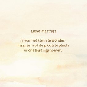 Condoleancekaartje stilgeboorte neutraal met naam baby