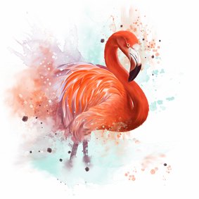 Dierenkaart flamingo waterverf