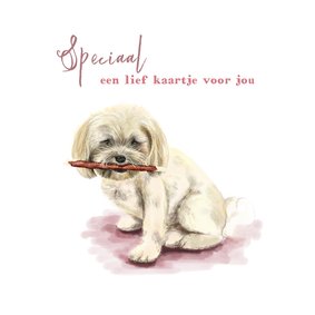 Dierenkaart tekening van een lief hondje