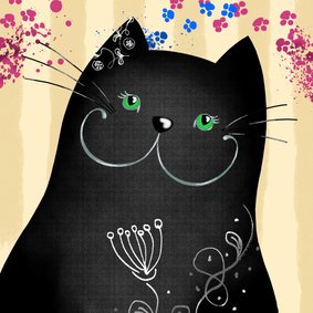 Dierenkaart - Zwarte kat