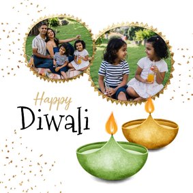 Diwali kaart foto's lichtjes illustratie confetti goud