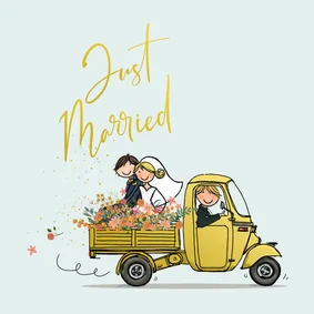 Driewieler met trouwpaar Anet Illustratie