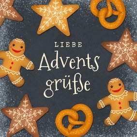 Duitse advent wenskaart met kerstkoekjes