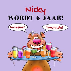 Een leuke en grappige verjaardagskaart beertje en limonade