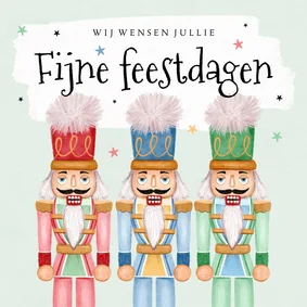 Een vrolijk en magisch kerstkaartje notenkrakers sterren