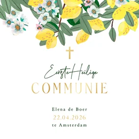 Eerste communie uitnodiging citroenen fruit