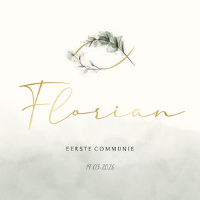 Eerste communie uitnodiging Ichthus visje met takjes