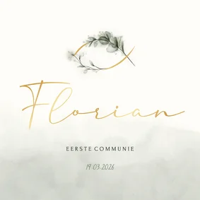 Eerste communie uitnodiging Ichthus visje met takjes