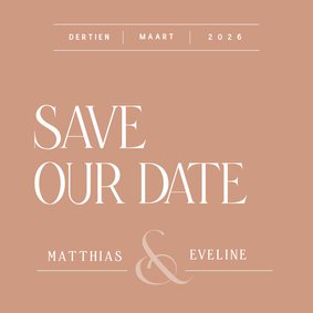 Elegante Save the date kaart in roestkleur met lijntjes