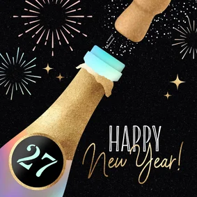 Feestelijke nieuwjaarskaart champagne 2027