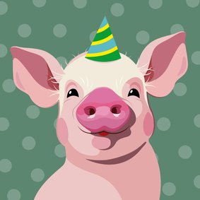 Feestvarken verjaardagskaart voor jong en oud