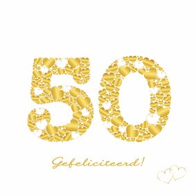 Felicitatie 50 hartjes sierlijk