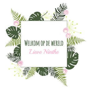 Felicitatie - Botanisch bladeren meisje