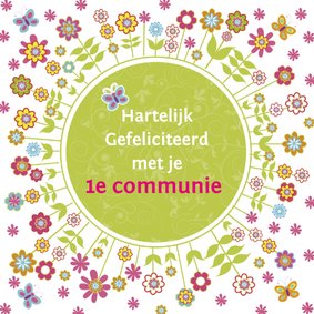 felicitatie communie bloemen