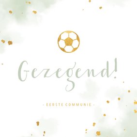 Felicitatie communie gouden voetbal met waterverf