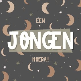 Felicitatie een jongen hoera met maantjes en sterren