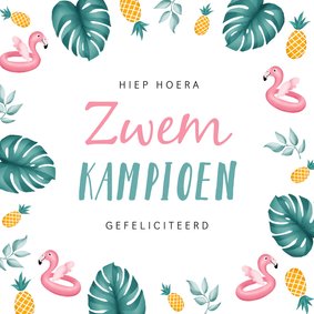 Felicitatie flamingo ananas meisje