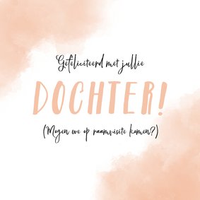 Felicitatie geboorte dochter met zalm-roze achtergrond