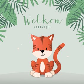 Felicitatie geboorte illustratie bohemian jungle tijger