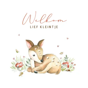 Felicitatie geboorte illustratie hertje herfst