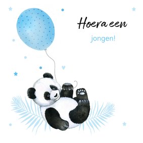 Felicitatie geboorte jongen pandabeertje ballon