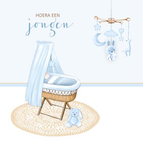 Felicitatie geboorte jongen wiegje baby