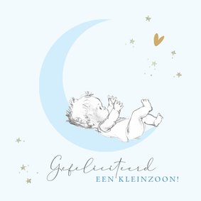 Felicitatie geboorte kleinzoon baby op maan met sterren