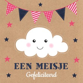 Felicitatie geboorte meisje wolkje slinger