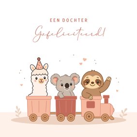 Felicitatie geboorte treintje met dieren