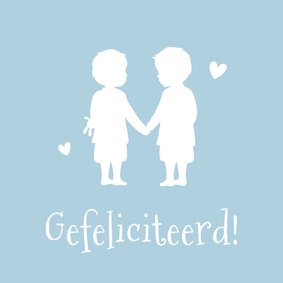 Felicitatie geboorte tweeling - silhouet  van 2 jongens 