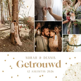 Felicitatie getrouwd fotocollage mandala hartjes