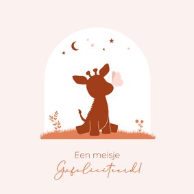 Felicitatie giraffe met vlinder