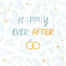 Felicitatie 'happily ever after' ringen met hartjes patroon