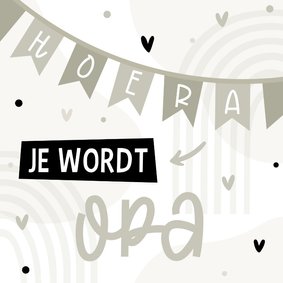 Felicitatie hoera je wordt opa met vlaggetjes en regenboogje