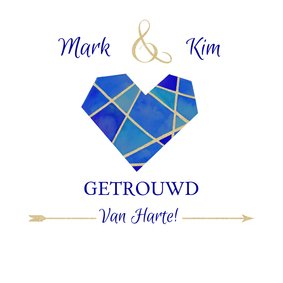 Felicitatie huwelijk blauw hart